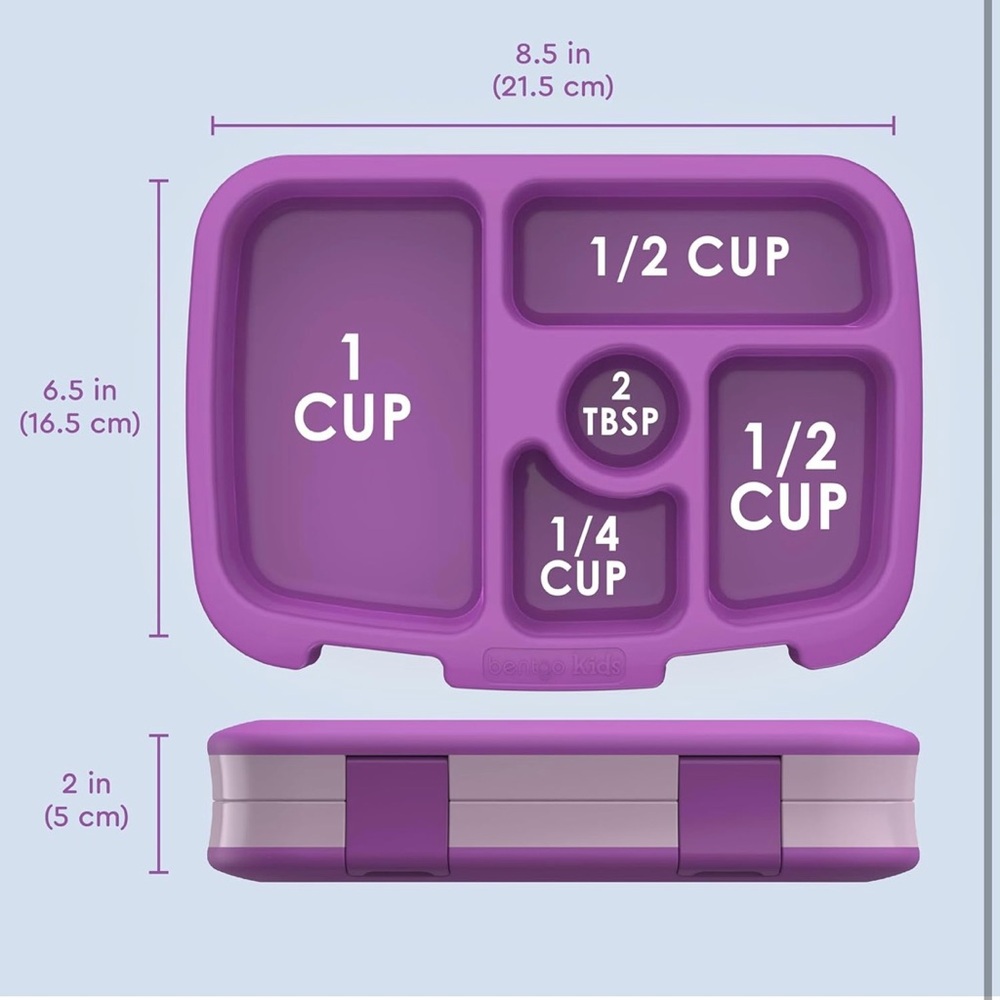 New Bentgo Kids Lunch Box 5 Compartments Leak Proof Bento Style Purple - Picture 4 of 6